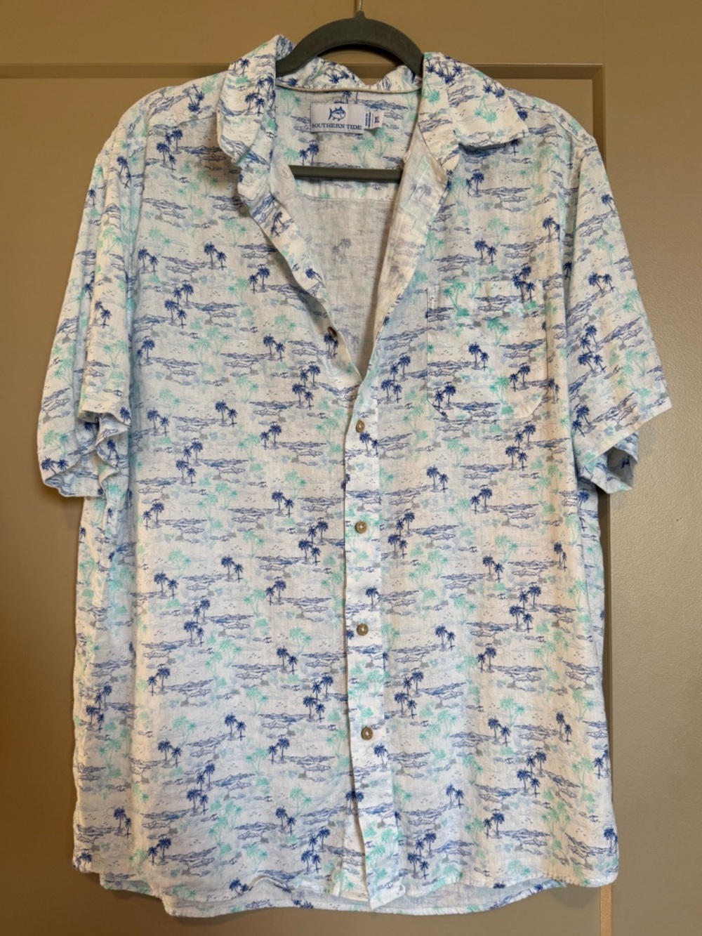 Southern Tide Shark Linen Short Sleeve Shirt - Classic Casual